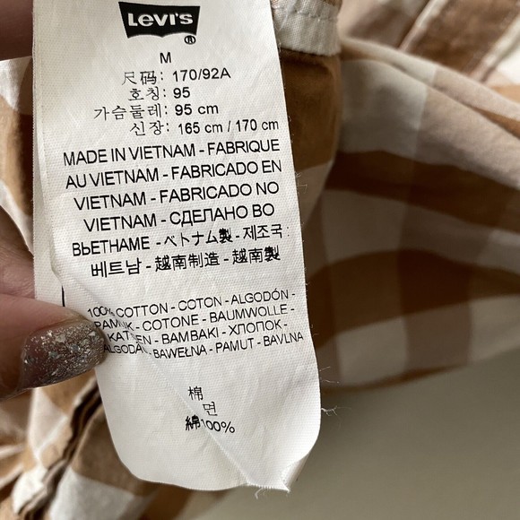 Levi's Mens Shirt Size Medium Snap Front Gingam Checks Short Sleeve Cotton - Picture 5 of 6